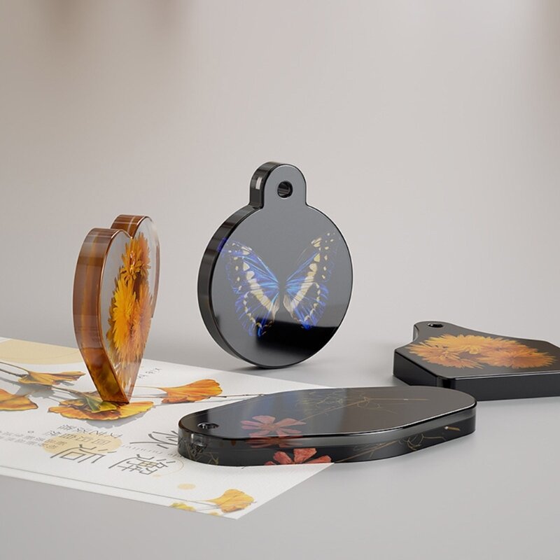 Y1UB Cetakan Silikon Daftar Hati Oval Bulat Cetakan Kalung Buatan Tangan Cocok untuk Pembuatan Perhiasan Liontin Kerajinan Diy