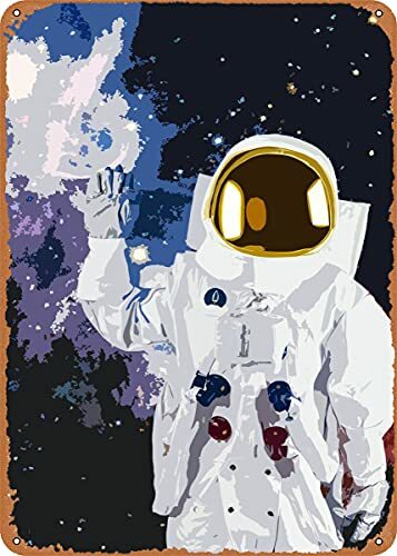 هالو الفضاء علامة قصدير معدنية ، ديكور حائط قديم ، فن عتيق ، ملصق مطبوع ، هدية رائعة لعشاق الفضاء ، 8 × 12 بوصة