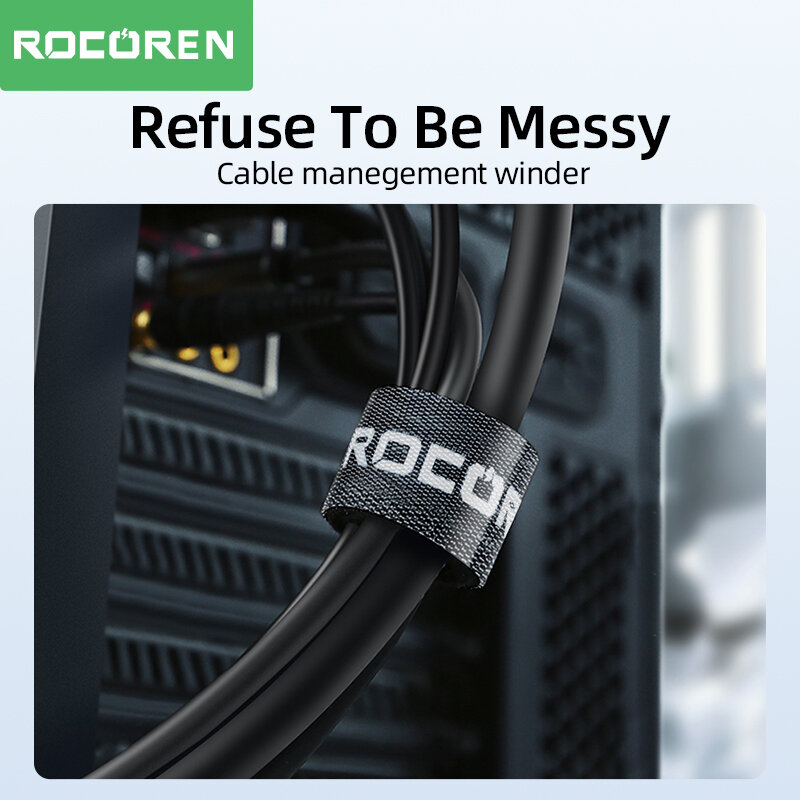 Rocoren ที่เก็บสายรอกเบ็ด USB การจัดการสายเคเบิลชาร์จสำหรับเมาส์โทรศัพท์สายหูฟังโทรศัพท์ผู้ถือสายไฟป้องกัน