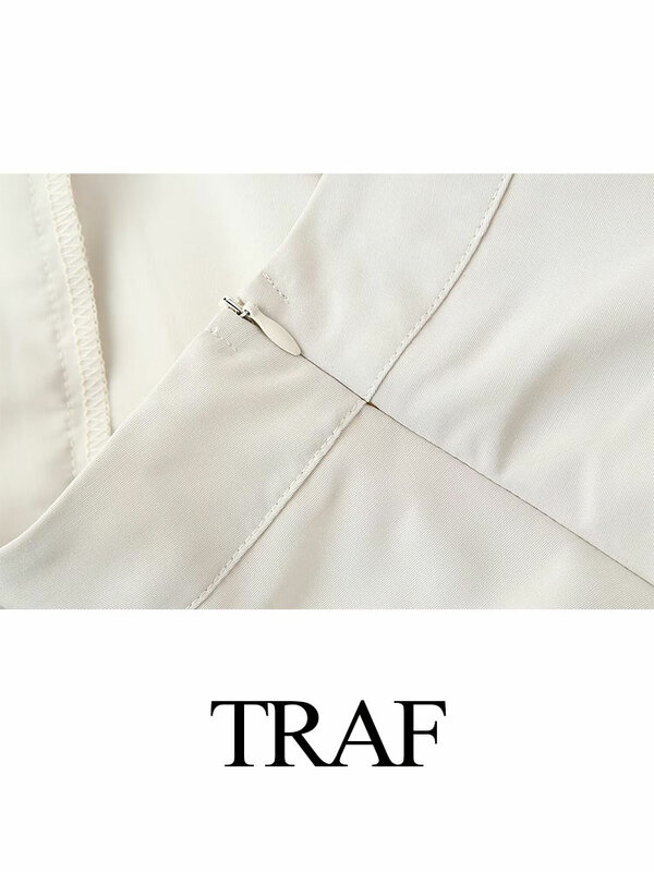TRAF-traje de 2 piezas para mujer, camiseta sin mangas corta Lisa + ropa de calle con textura salvaje, Falda Midi que cubre la cadera, moda de verano, 2024