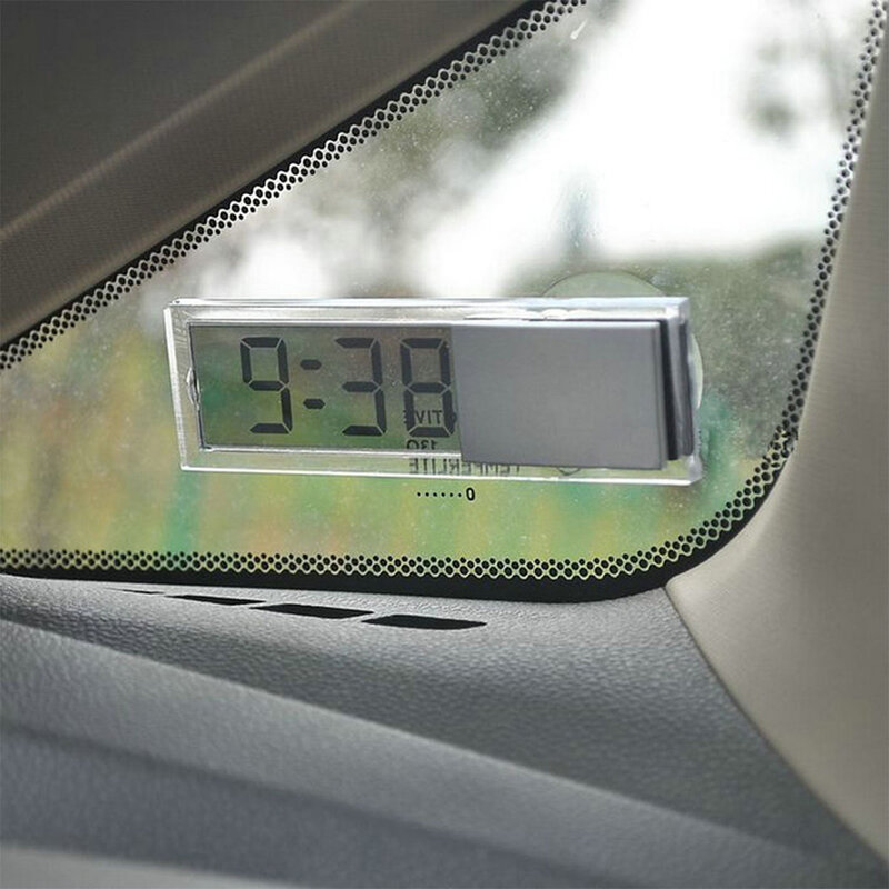 Car Windshield Dashboard Digital Clock Transparent Design Suction Clock Car Styling Accessories
