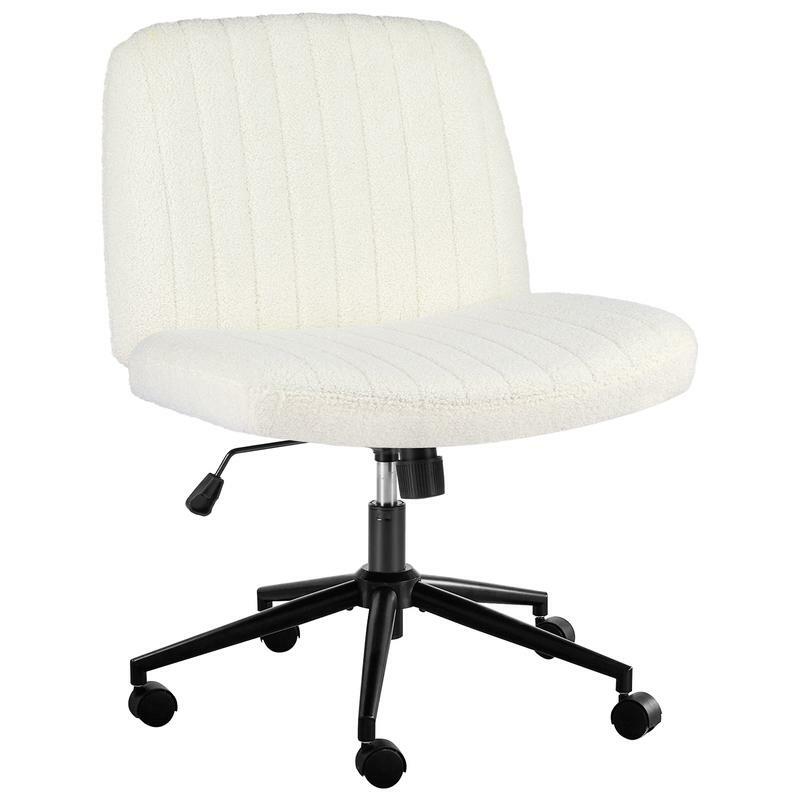 Bezramienne obrotowe krzesło ze skrzyżowanymi nogami z kołami, regulowane krzesło wysokości z większą szerokością siedziska, mocne i trwałe, łatwe do assemu