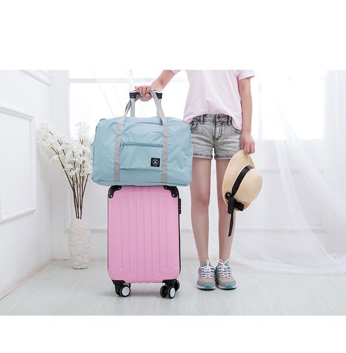 High Capacity Travel Bag for Women Folding Duffle Organizer Bag Black Letter Print Travel Packing Cubes Hand Luggage Storage Bag