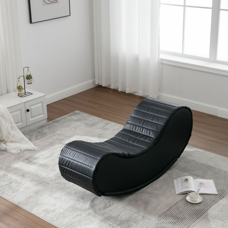 Bangku santai goyang nyaman, kursi malas Yoga rileks bergaya, Sofa melengkung kulit imitasi Modern kontemporer, karpet mewah