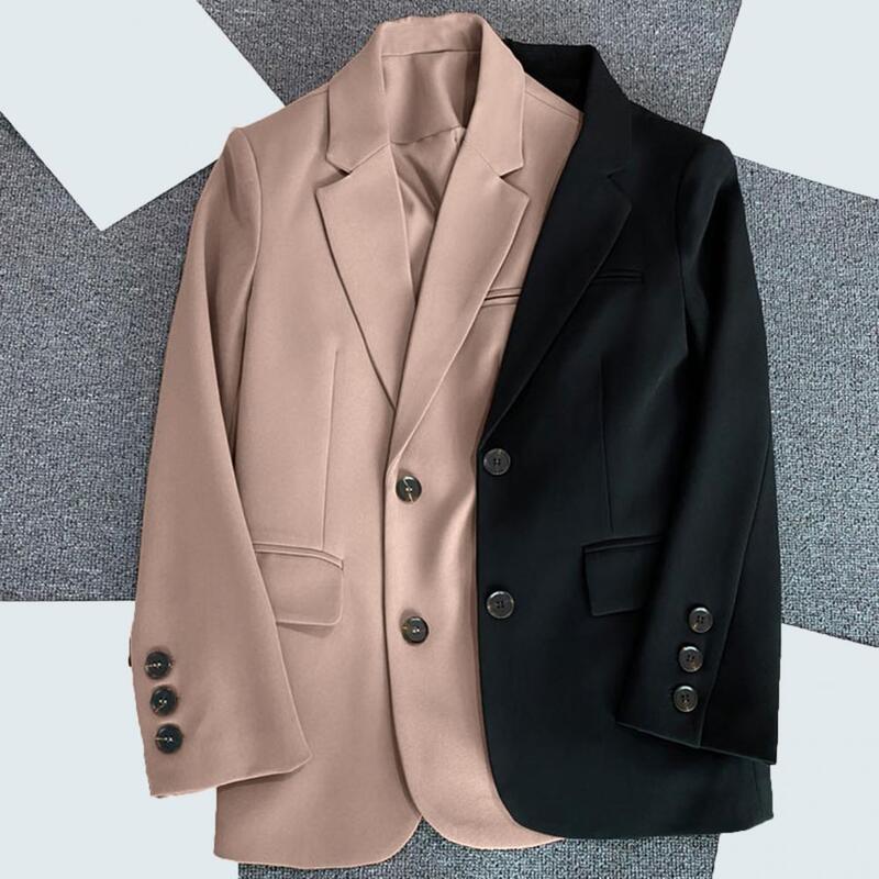 Blazer minimalista de peito único feminino, lapela, outwear solto, elegante moda coreana, combina com tudo, casaco de primavera, monocromático, 2023