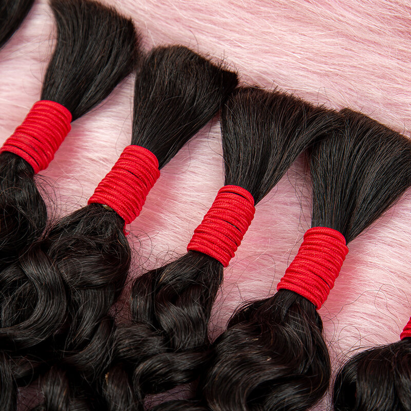 MissDona bundel ekstensi rambut Birma ekstensi rambut gelombang air ekstensi rambut manusia Virgin keriting massal untuk wanita mengepang