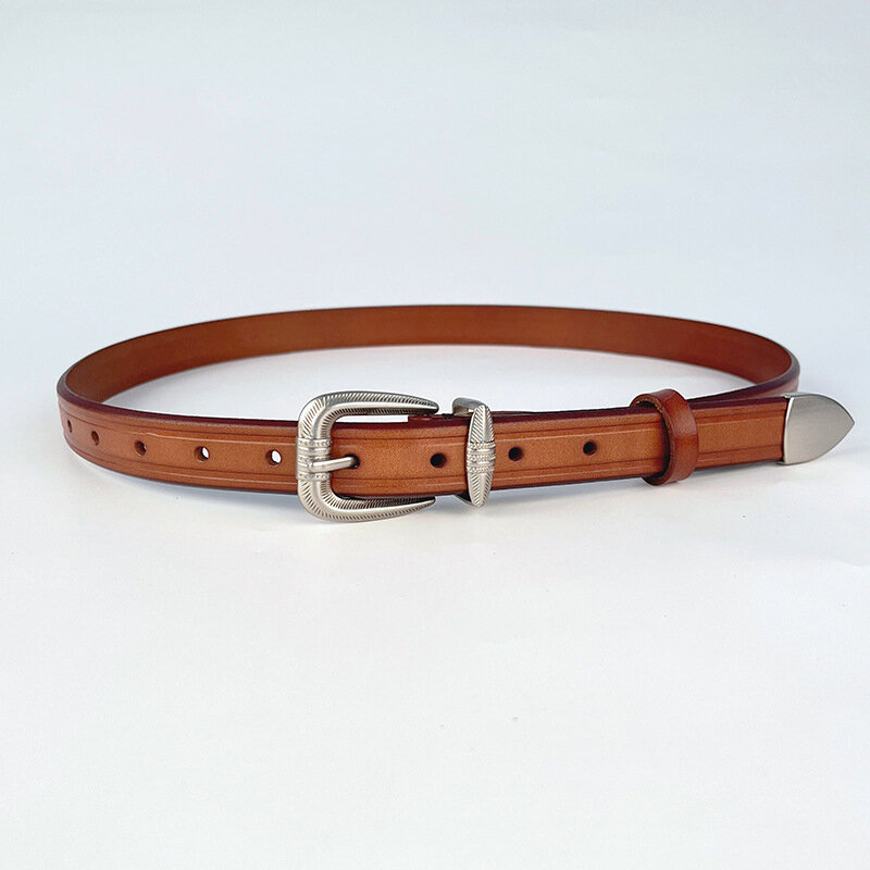 Luxury Designer Women Belt Genuine Leather Fashion Waistband New Silver Buckle Cowhide Belt High Quality Trend Belt