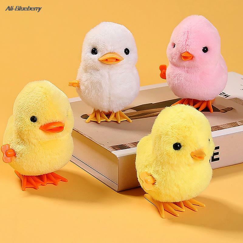 Cute Plush Animals Wind Up Toy Novelty Jumping Walking Chick Duck Fun Crawl Learning Supplies Props Kids Baby Educational Gifts