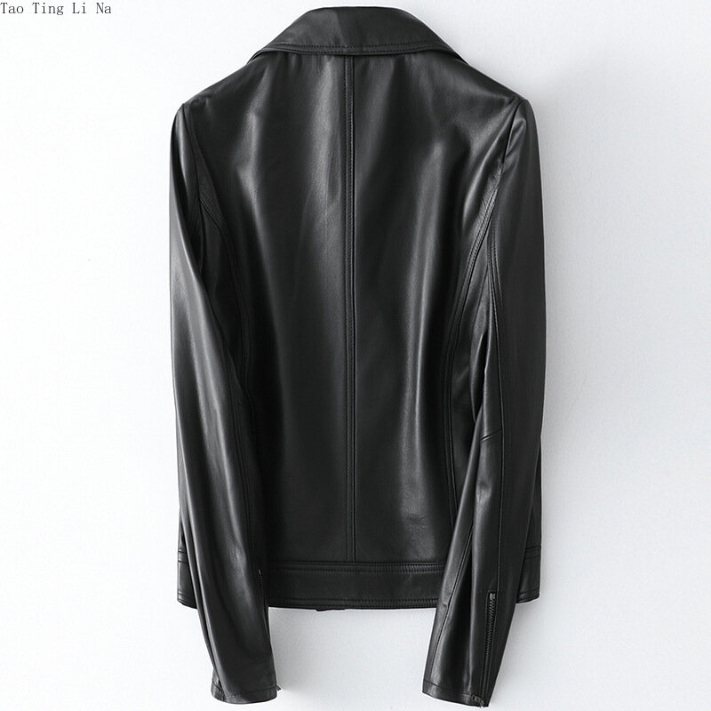 2023 Women New Fashion Genuine Sheepskin Leather Coat Real Sheep Leather Jacket H16