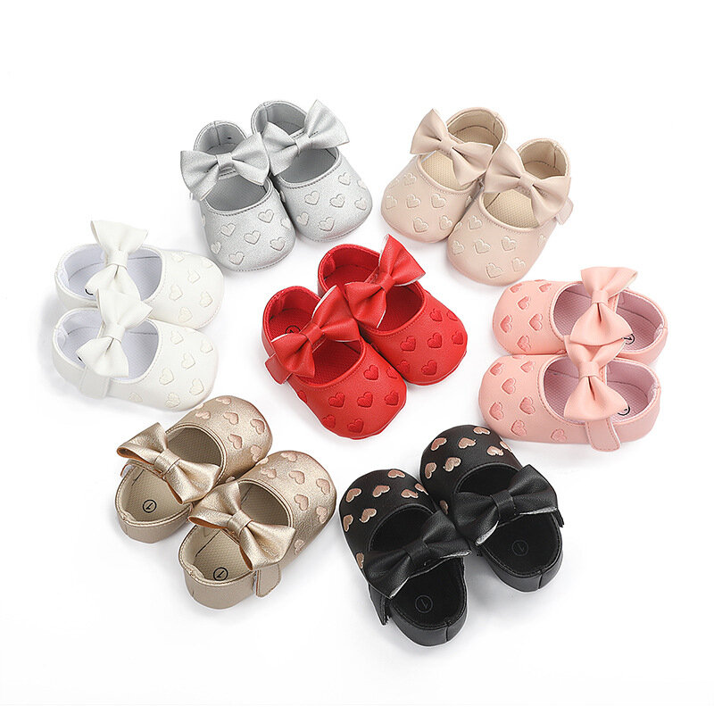 Sapatos de couro clássicos do amor do bebê recém-nascido, sapatos infantis multicoloridos da criança primeiros caminhantes, 0-18 meses