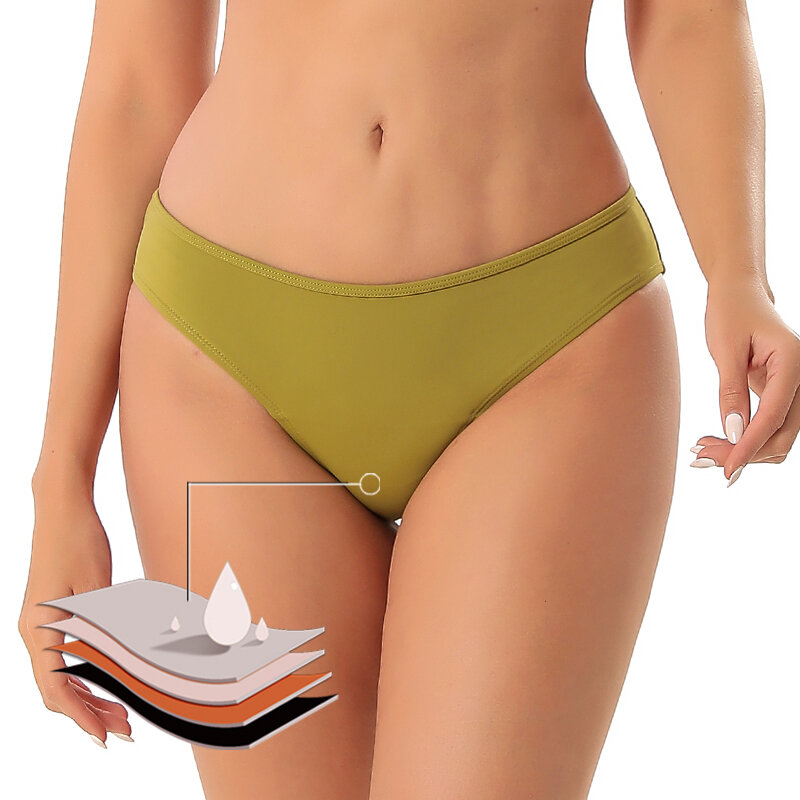 Celana dalam fisiologis wanita pinggang rendah, celana dalam 4 lapisan anti bocor tanpa kelim bikini periode penyerap menstruasi