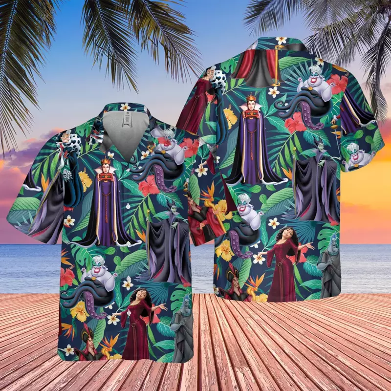 Maleficent koszula hawajska koszula plażowa koszulka męska z krótkim rękawem Disney koszula hawajska ulicznej koszula Harajuku koszuli śpiącej piękności