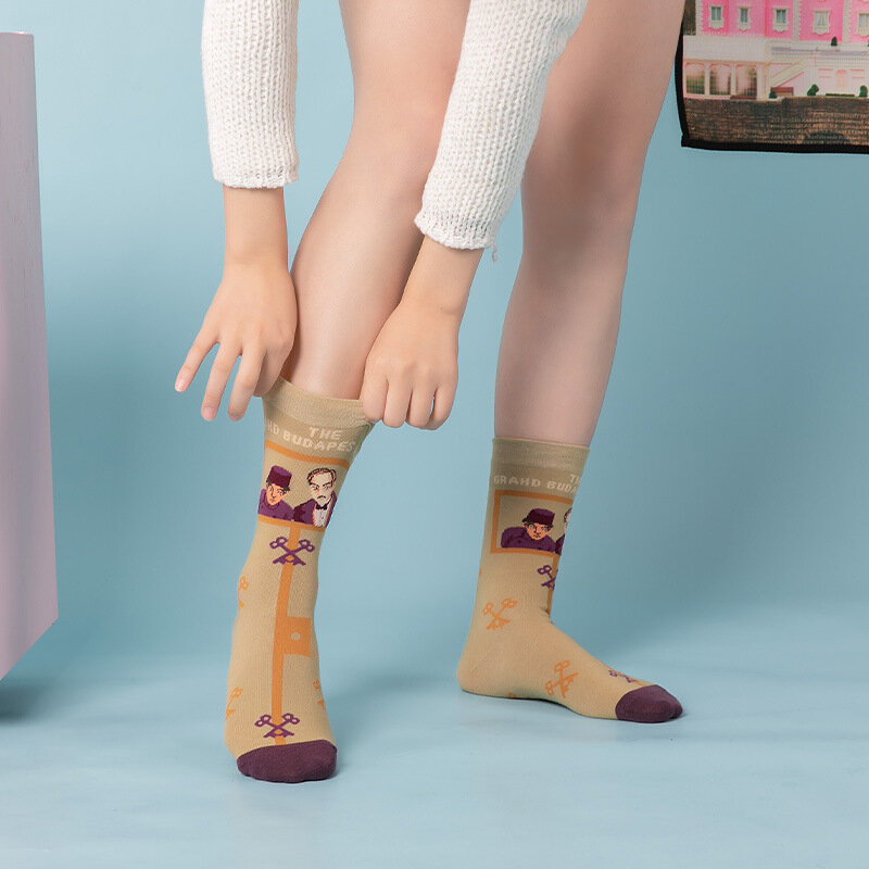 2021 calzini alla moda originali della serie di Hotel Grand fpin calzini Jacquard In cotone tubolare di serie