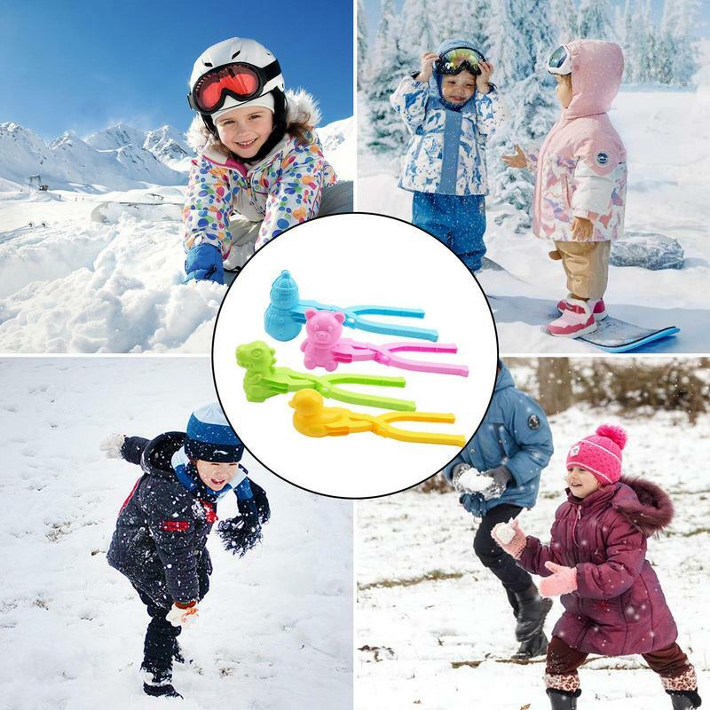 Pembuat bola salju untuk anak-anak, 4 buah cetakan mainan bola salju untuk anak-anak, mainan salju musim dingin, cetakan pembentuk bola salju