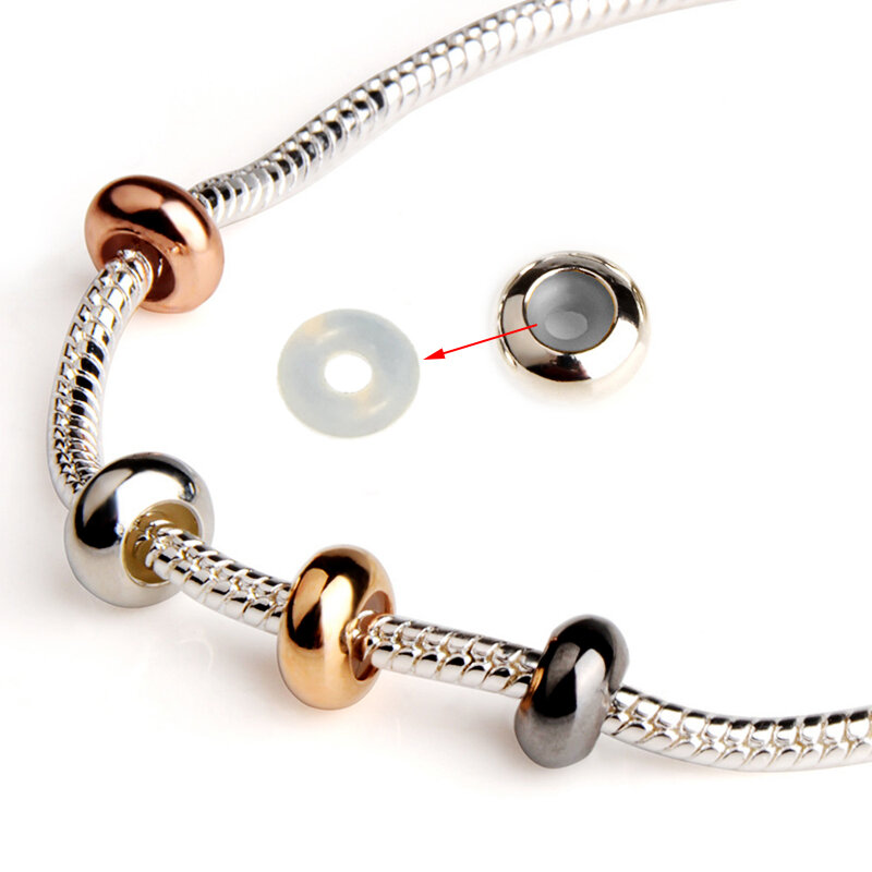 Силиконовые разделители для бусин Pandora, зажим для браслета, стопор, змеевидная цепочка, ожерелье, противоскользящее кольцо для изготовления ювелирных изделий