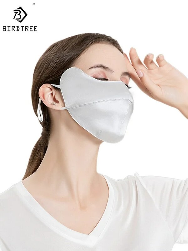 Birdtree-couvre-visage 100% réel, grand masque de protection solaire pour femmes avec face auriculaire réglable, masque respirant pour femmes A43856QM