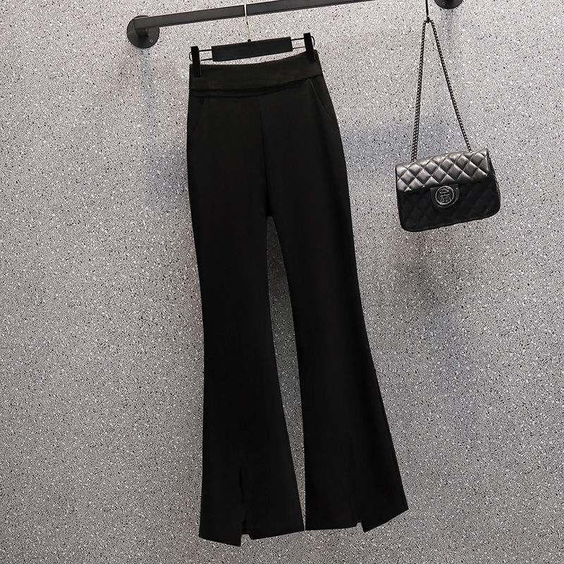 Женский шифоновый костюм-рубашка, элегантный комплект из двух предметов, стройнящие расклешенные брюки в западном стиле, лето