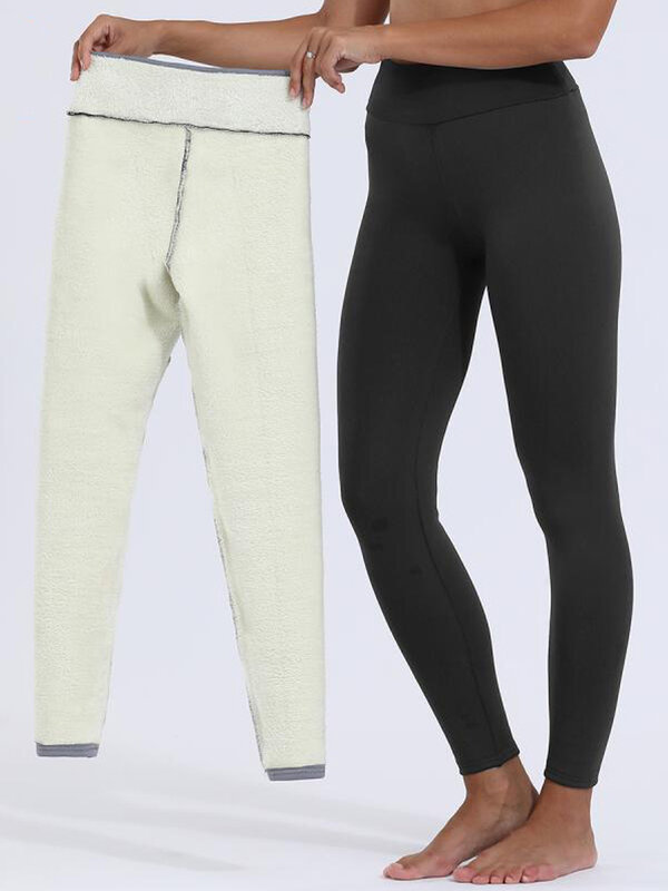 Mulheres calças de inverno quente de veludo grosso legging cintura alta preto leggings compressão grossa calças de lã de cordeiro calças resistentes ao frio