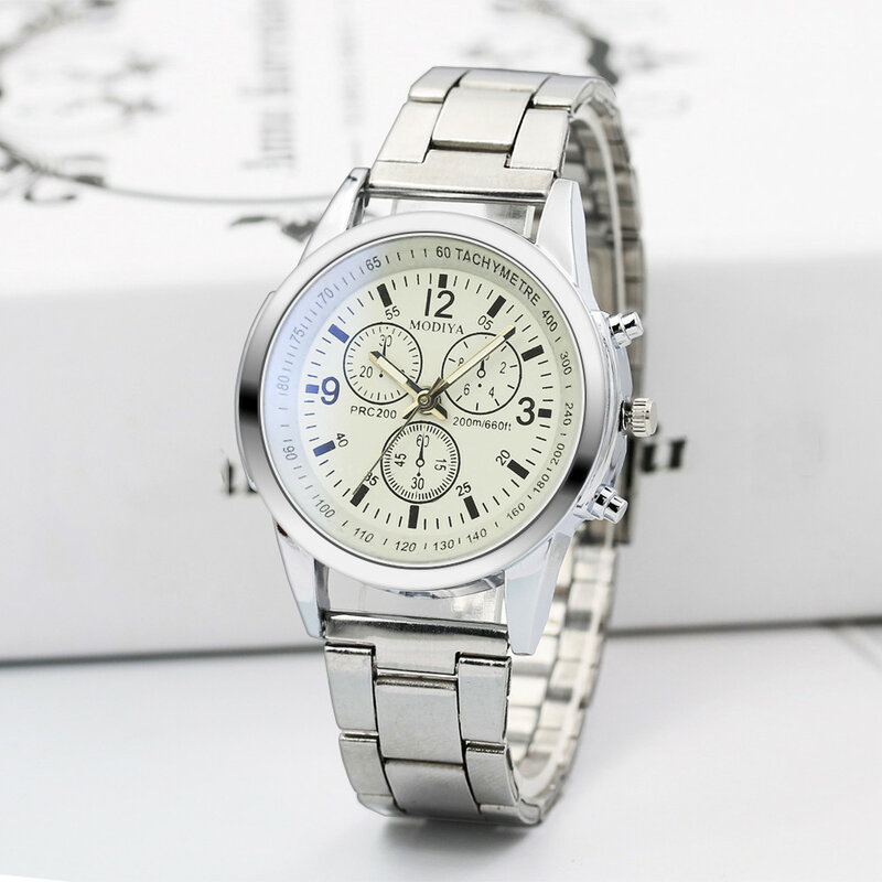 นาฬิกาข้อมือสแตนเลสสำหรับผู้ชายแบรนด์ชั้นนำหรูหราแฟชั่นและลำลองนาฬิกาควอตซ์อะนาล็อกธุรกิจผู้ชาย