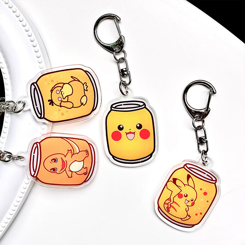Cartoon Pokmon Pikachu Gengar Jigglypuff Psyduck Charmander Togepi Cosplay Props Acrylic Alloy Key Chain Keychain Gift