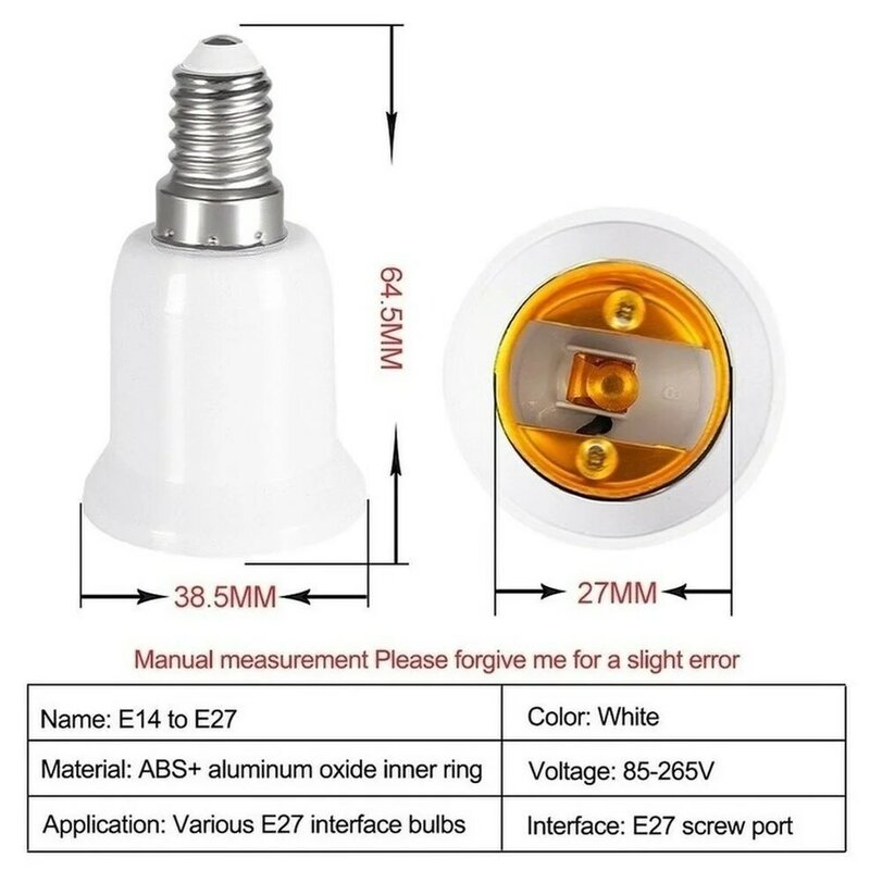 Accesorios de conector de enchufe ABS E14 a E27, accesorio de iluminación, Base de bombilla, adaptador de tornillo, lámpara blanca ignífuga, 5/piezas