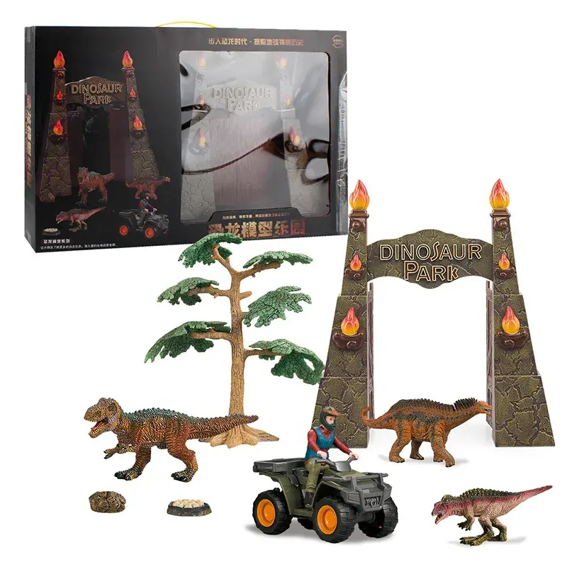 Boîte à sable de parc de dinosaures de grande taille, ensemble de modèles du monde en plastique solide, boîte d'ornement contient des modèles de dinosaures, cadeau pour garçons, nouvelle collection