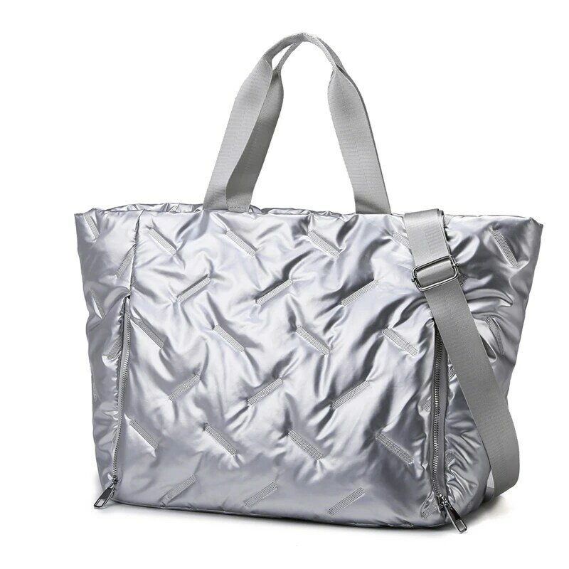 Duża wodoodporna nylonowa torba na ramię dla kobiet Wet Dry Sport Travel Bag Lady Yoga Mat Bag Winter Space Cotton Handbag