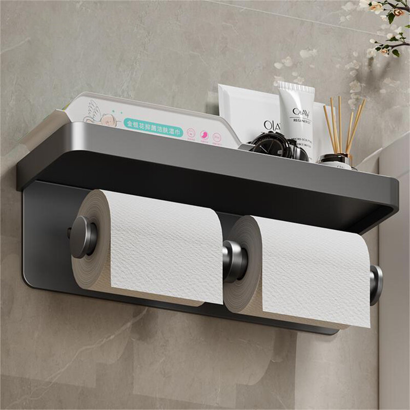 Toiletten papier halter aus Aluminium legierung Bad Wand halterung WC Papier Telefon halter Regal Handtuch rolle Regal Zubehör