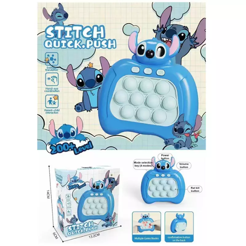 Disney Stitch Mickey Quick Push Game Console Upgraded Fingertip Press It Competition Squeeze Relieve Stress Children Toys