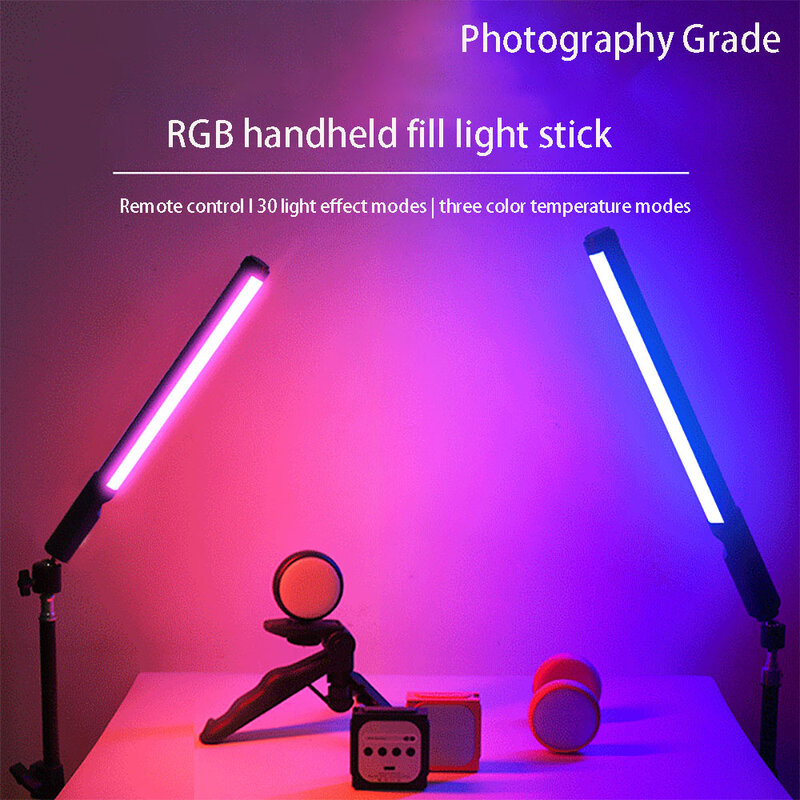 Selfie luz de preenchimento rgb lâmpada vara enchimento lighs projetor fotografia lâmpadas vídeo tubo iluminação néon para fotografia foto vara