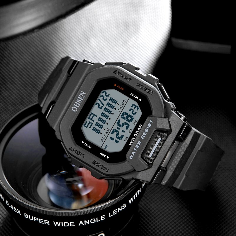 New Men Digital Sport Watch Silicone Multifunctional Waterproof Blue Wristwatches Women clocks Fashion Male Watches reloj hombre
