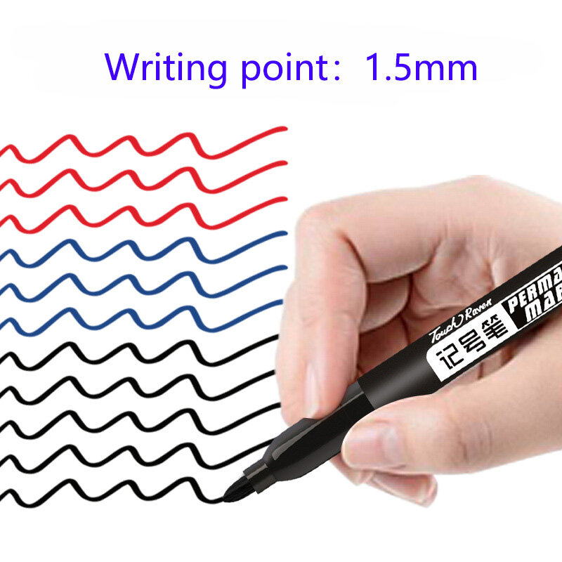 영구 마커 펜, 방수 잉크, 미세 포인트, 검정, 파랑, 빨강, 오일 잉크, 1.5mm, 라운드 토, 파인 컬러 마커 펜, 세트당 3 개
