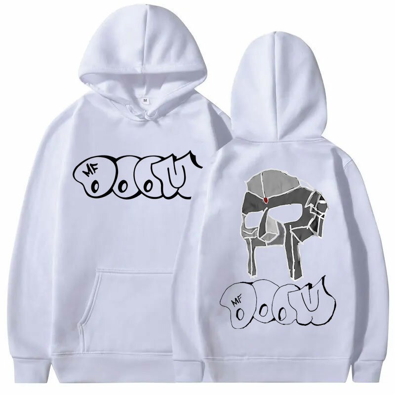 Rapper Mf Doom Dubbelzijdige Print Heren Hiphop Vintage Sweatshirt Heren Mode Fleece Oversized Hoodies Streetwear