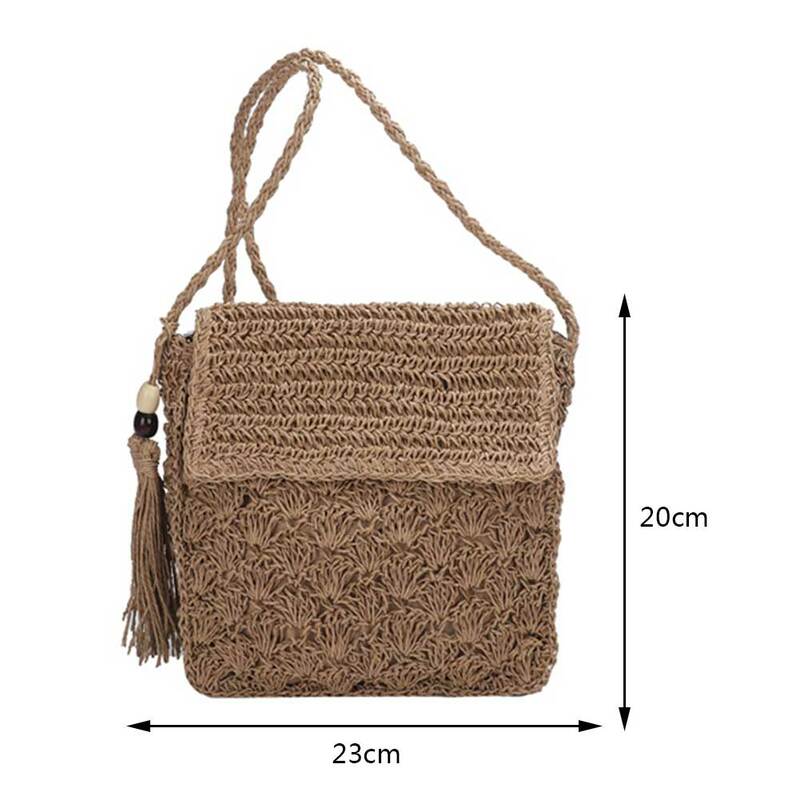 Summer Beach Straw Bag Design Women Shoulder Bag Straw Messenger Crossbody Bag Raffia Hollow Woven Handbag Phone Purse Vacation
