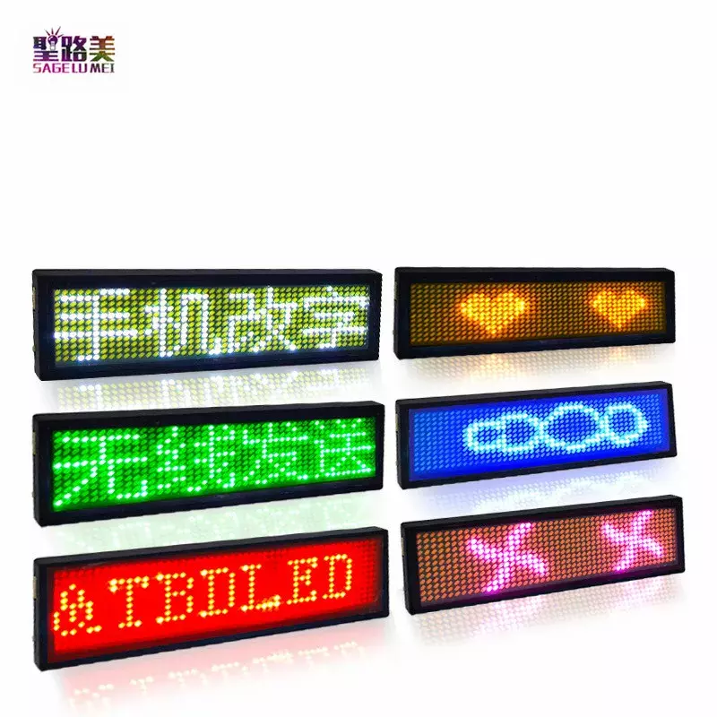 Distintivo LED digitale Bluetooth ricaricabile messaggio a scorrimento programmabile fai da te Mini Tag nome LED 15 Display lingue modulo Badge