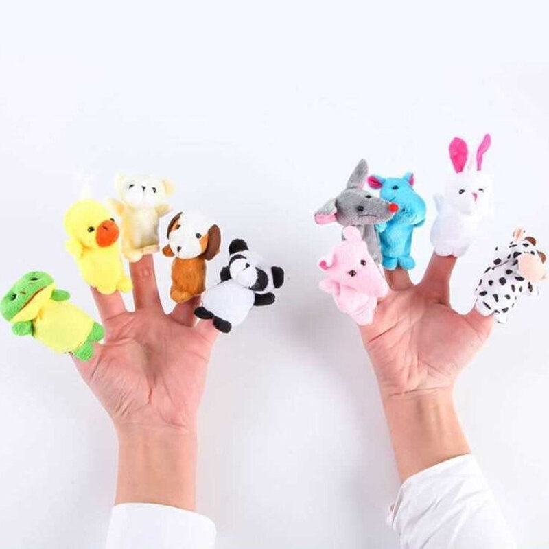 1/10PCS Kawaii Cartoon Rabbit Panda Dinosaur Animal Finger Puppet Plush Toys Child Favor Dolls Toys Children Plush Finger Doll