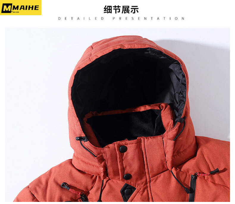 Winter men's down jacket ultra light hooded thick white duck down coat high quality waterproof windproof warm outdoor down parka