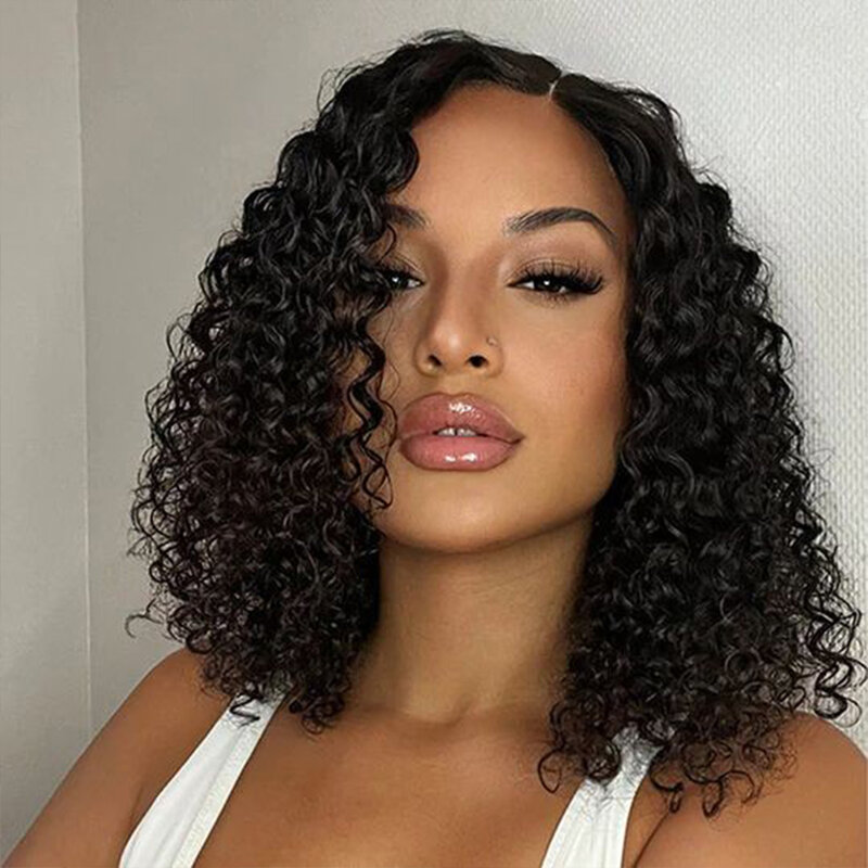 12A 200% Density Short Curly 4X4 HD Lace Closure Wigs Pre Plucked Baby Hair Wavy Bob Wigs Human Hair Curly Wigs For Black Women