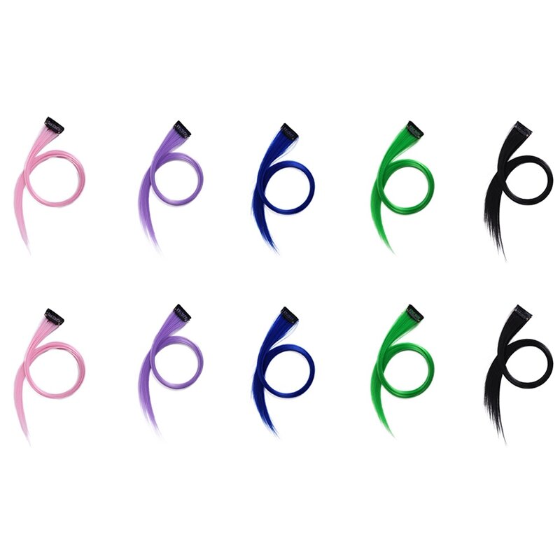 Rainbow Highlighted Multi-Colour Trimmable Hair Extension Hairpin Long Straight Hair Clip For Hair False Hair 3.2X55cm