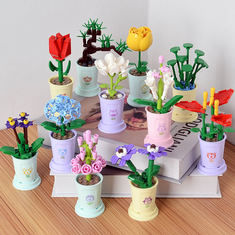 Blumen sträuße montiert Bausteine Blumen arrangement Spielzeug kleine Partikel unsterbliche Blume Geburtstags geschenke