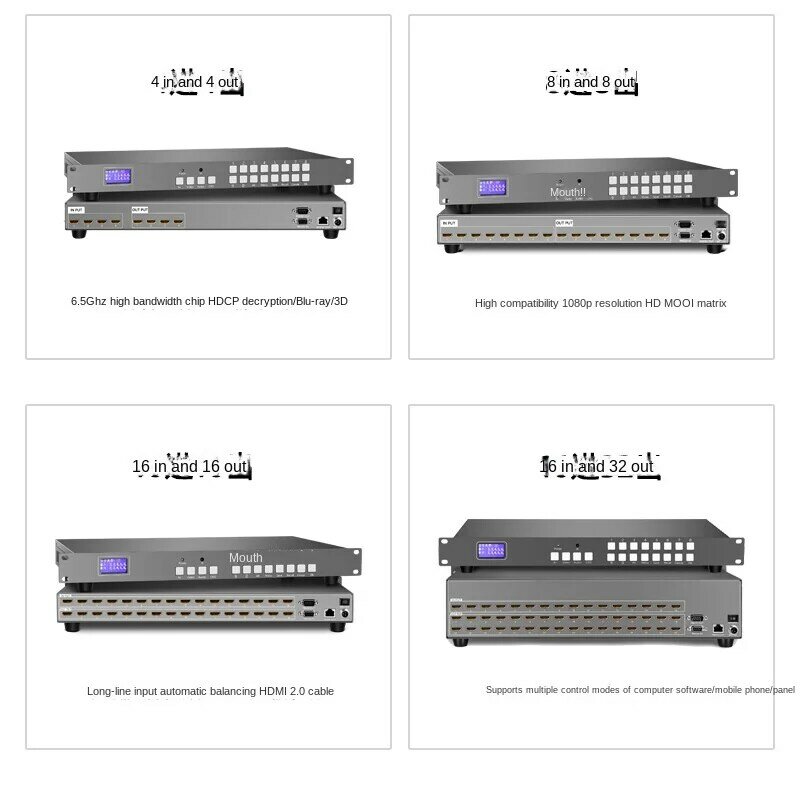 HDMI HD Matrix 8 In 8 Out layar sambungan dekoder jaringan gambar Video prosesor DVI matriks sakelar