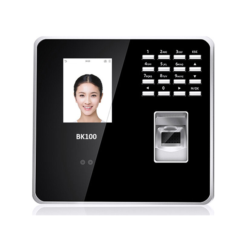 Bk100 tcp/ip biométrico de impressão digital rosto reconhecimento facial empregado máquina comparecimento do tempo com teclado relógio tempo gravador
