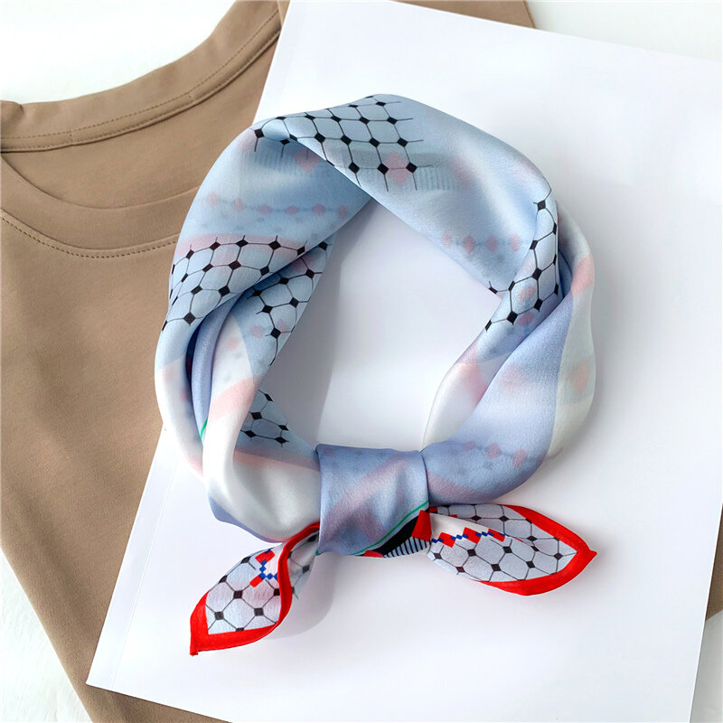 100% prawdziwe Silk Square szalik kobiety moda krawat opaski do włosów drukuj małe szale Foulard Lady pałąk chustka na szyję nowy