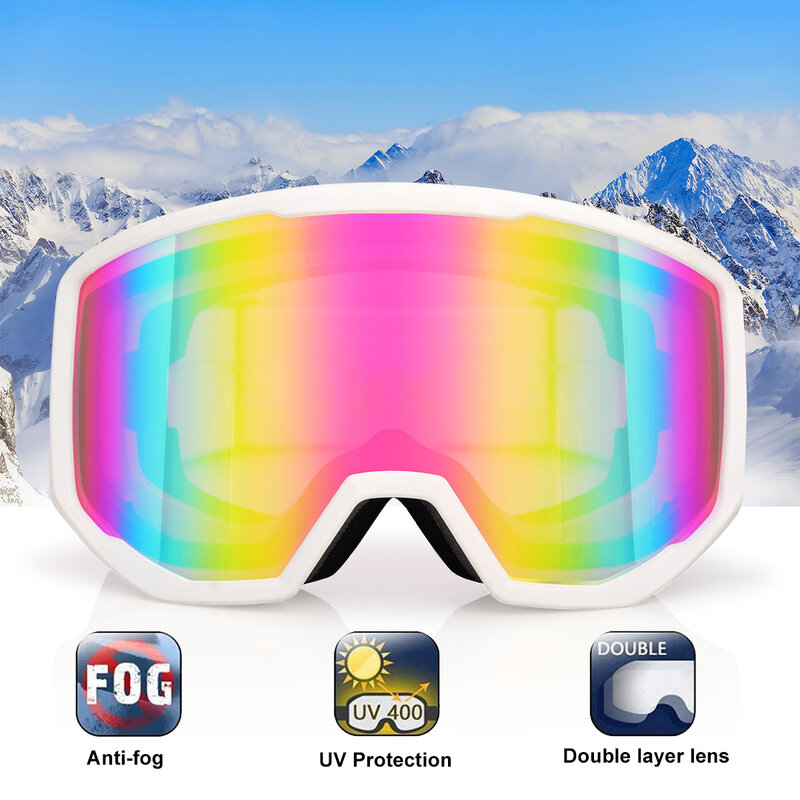 Exp visão óculos de esqui snowboard para homem feminino, otg anti nevoeiro proteção uv óculos de neve