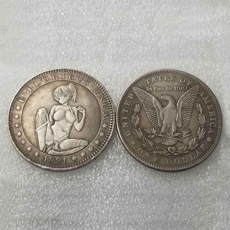 Luxury Longing Liberty Girl 3D Art Couple Coins Romantic Good Luck Pocket Coin Funny Coin Commemorative Lucky Coin+Gift Bag