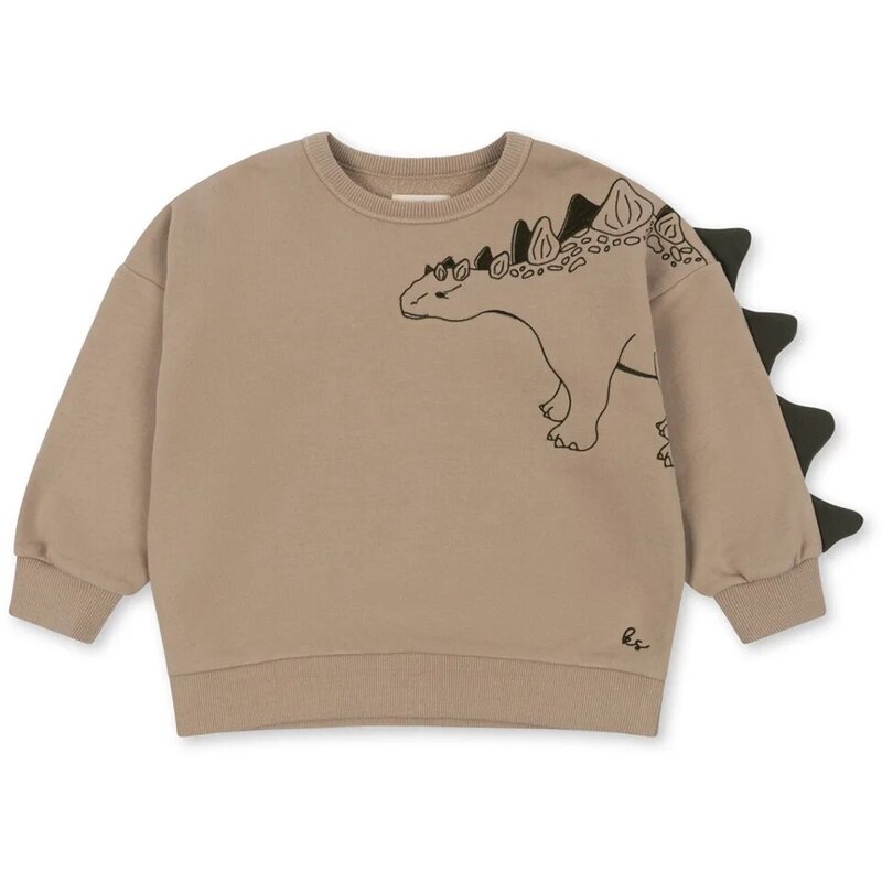 【 Inventory 】 23KS New Children's Wear Boys and Girls' Plush Cartoon Top Swan Dinosaur Sweatshirt Sweatpants Set  Kids Clothes