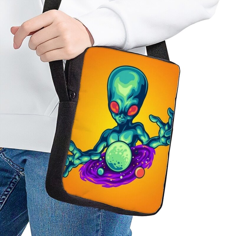 Jackherelook сумка-мессенджер с инопланетным рисунком, школьная Детская сумка через плечо, модная трендовая дорожная сумка, сумка для ланча для мальчиков и девочек, сумка на плечо