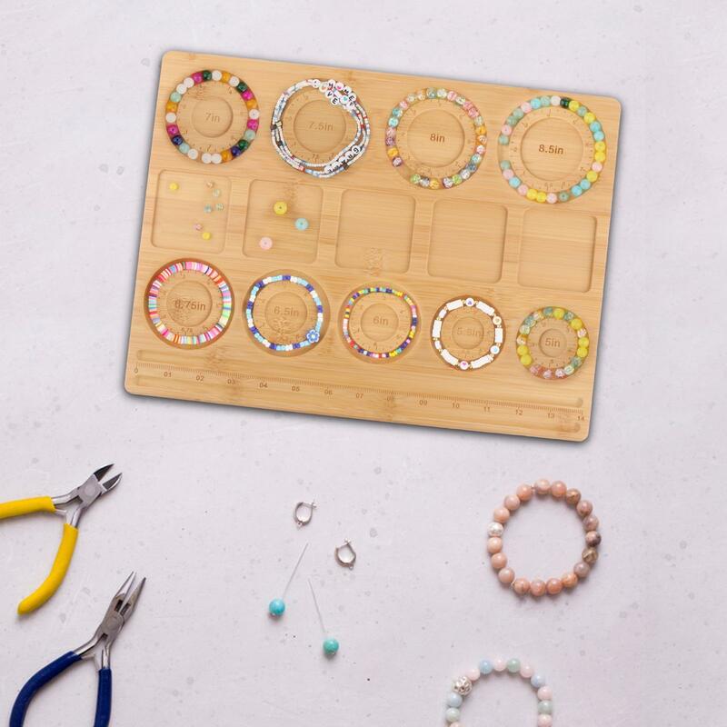 Portátil Bambu Beading Board, requintado Bead Armazenamento, Bead Showcase, Bead Design Bandeja para Bangle Display, DIY Acessórios Presente
