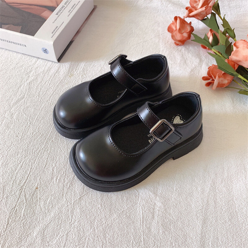 Sepatu Addams Rabu Sepatu Kulit Imitasi Bayi Perempuan Cosplay Hitam Baru 2023 Sepatu PU Sepatu Gaun Putri 2-7 Tahun