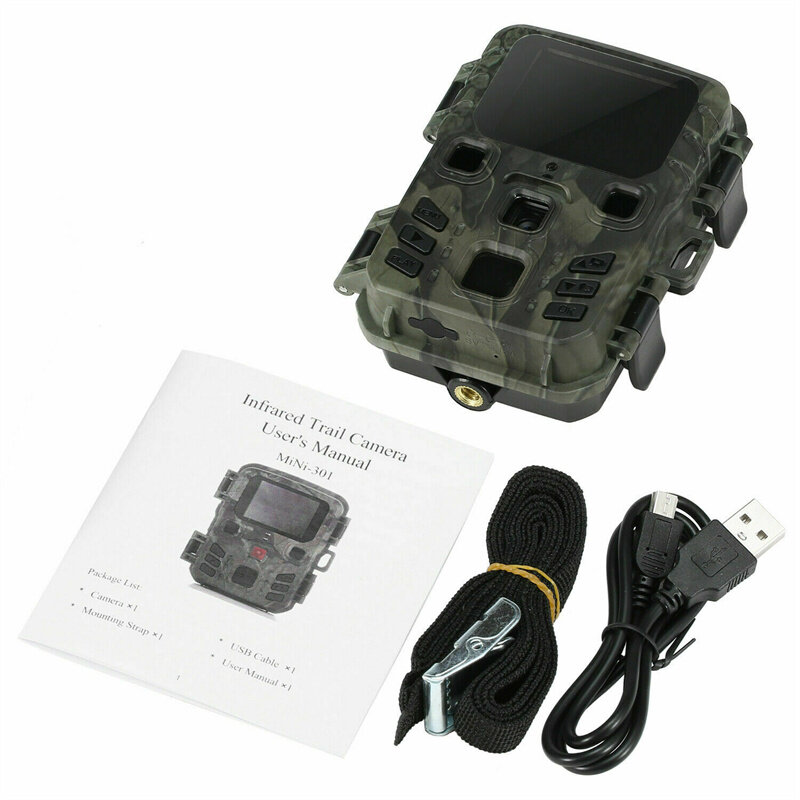 Mini Caméra de Chasse à Infrarouge, Étanche IP66, avec Vision Nocturne et Détection de Mouvement, Idéale pour le Gibier, 4K HD 20mp 1080P